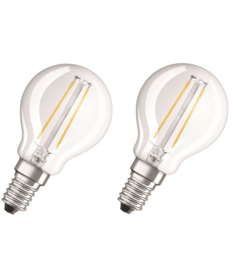 OSRAM Lot de 2 Ampoules LED E14 sphérique claire 1,2 W équivalent a 15 W blanc chaud