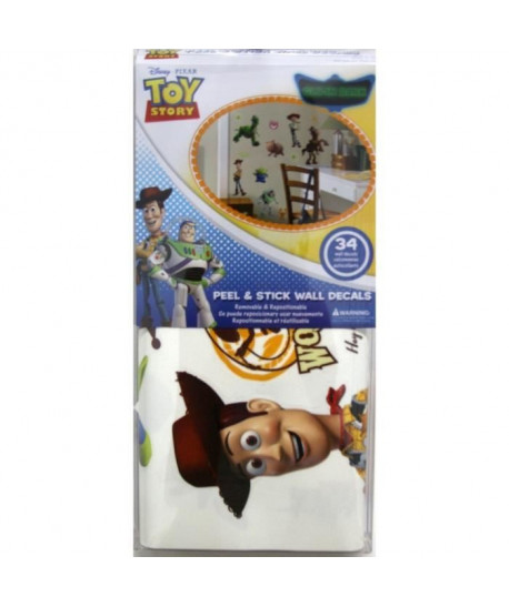 ROOMMATES Lot de 34 stickers DISNEY TOY STORY 3 repositionnables 4 feuilles de 10,1cm x 44,1cm