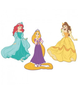 ROOMMATES DISNEY PRINCESSES Lot de 3 stickers 3D repositionnables Stickers de 16x26cm a 21x25cm