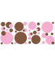 ROOMMATES Stickers JUST DOTS PEEL repositionnables  Marron et rose 4 feuilles de 10,1cm x 44,1cm