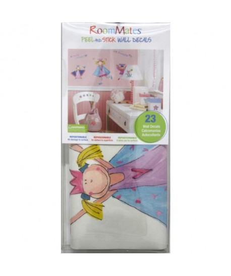 ROOMMATES Lot de 23 stickers PRINCESSES AMUSANTES repositionnables 4 feuilles de 10,1cm x 44,1cm