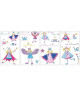 ROOMMATES Lot de 23 stickers PRINCESSES AMUSANTES repositionnables 4 feuilles de 10,1cm x 44,1cm