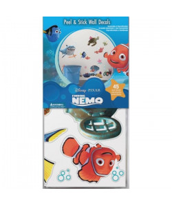 ROOMMATES Lot de 44 stickers DISNEY LE MONDE DE NEMO repositionnables 4 feuilles de 10,1cm x 44,1cm