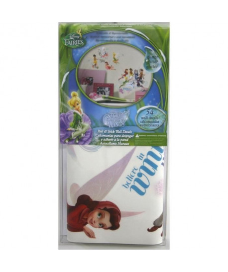 ROOMMATES Lot de 54 stickers DISNEY FÉES SECRET DES AILES repositionnables 4 feuilles de 10,1cm x 44,1cm