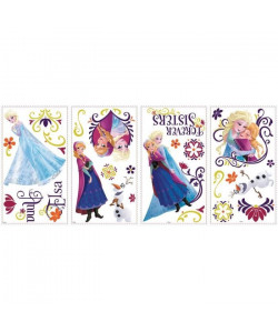 ROOMMATES Lot de 36 stickers LA REINE DES NEIGES SPRING BRILLIANT repositionnables 4 feuilles de 10,1cm x 44,1cm