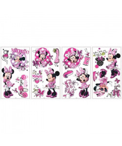 ROOMMATES Lot de 19 stickers DISNEY MINNIE FASHIONISTA repositionnables 4 feuilles de 10,1cm x 44,1cm