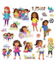 ROOMMATES Lot de 20 stickers DORA L\'EXPLORATRICE ET SES AMIS repositionnables 4 feuilles de 10,1cm x 44,1cm