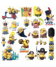 ROOMMATES Lot de 16 stickers MINIONS LE FILM repositionnables 4 feuilles de 10,1cm x 44,1cm