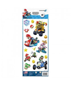 ROOMMATES Lot de 15 stickers NINTENDO MARIO KART 8 repositionnables 1 Feuille de 33x12cm