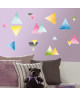 ROOMMATES Lot de 76 stickers TRIANGLE AQUARELLE MULTICOLORE repositionnables 4 feuilles de 10,1cm x 44,1cm