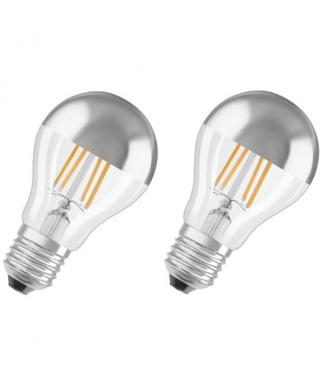 OSRAM Lot de 2 Ampoules LED E27 standard calotte argentée 7 W équivalent a 51 W blanc chaud