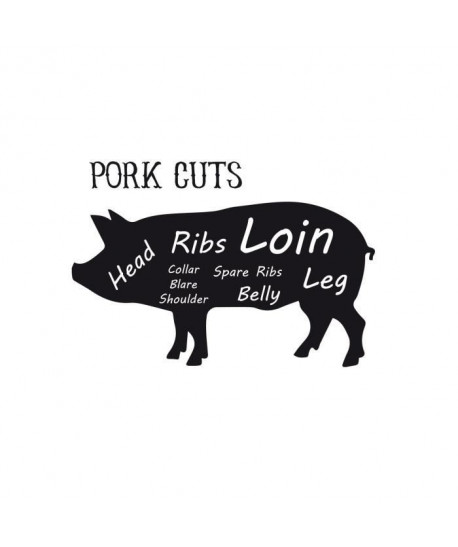 WALL IMPACT Sticker adhésif mural Meat Cuts Pork  59 x 40 cm