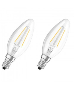 NEOLUX Lot de 2 Ampoules LED E14 flamme claires 2 W équivalent a 25 W blanc chaud