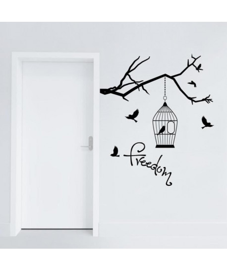 WALL IMPACT Sticker adhésif mural Freedom birdcage  40x46cm