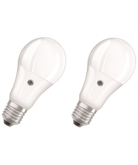 OSRAM Lot de 2 Ampoules LED Star  Daylight Sensor E27 standard 8,5 W équivalent a 60 W blanc chaud