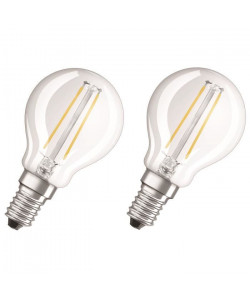 NEOLUX Lot de 2 Ampoules LED E14 sphérique claire 2,1 W équivalent a 25 W blanc chaud