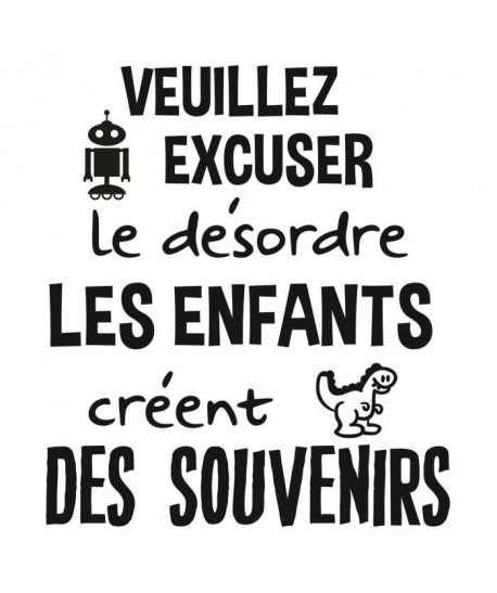 WALL IMPACT Sticker adhésif mural Excusez le désordre  40x43cm