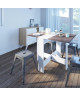 CURRY Table a manger pliante de 4 a 6 personnes style contemporain blanc mat et décor béton  L 103 x l 76 cm