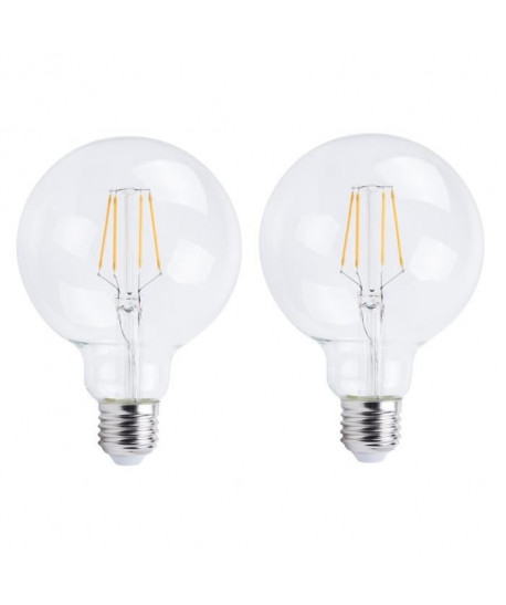 XQLite Lot de 2 Ampoules bulle LED E27 XQ1610 6 W équivalent a 60 W blanc chaud