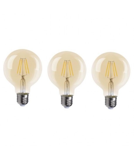 XQLite Lot de 3 Ampoules bulle or LED E27 XQ1509G 4 W équivalent a 40 W blanc extra chaleureux