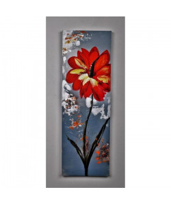 Tableau déco Fleurs  65   Toile peinte a la main    30 x 90 x 3 cm