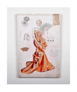 Tableau déco Femme  1   Incrustation de paillettes    40 x 60 x 2,5 cm