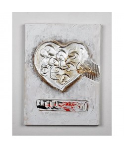 Tableau déco Coeur  2   Toile peinte a la main    30 x 40 x 2,5 cm