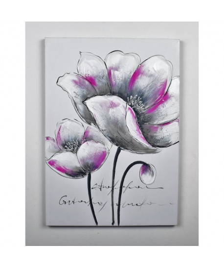 Tableau déco Fleurs  109   Toile peinte a la main    50 x 70 x 3 cm