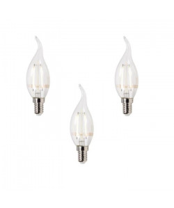 XQLite Lot de 3 ampoules filament LED flamme E14 XQ1403 2 W équivalent a 20 W blanc chaud