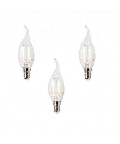 XQLite Lot de 3 ampoules filament LED flamme E14 XQ1403 2 W équivalent a 20 W blanc chaud