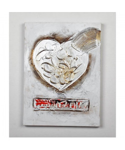 Tableau déco Coeur  1   Toile peinte a la main    30 x 40 x 2,5 cm