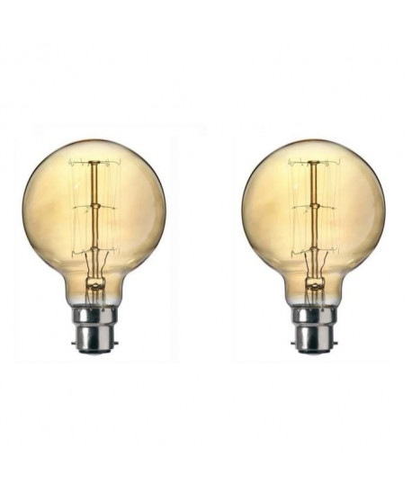 SYLVANIA Lot de 2 ampoules décoratives Vintage globe 125 B22 60 W a incandescence