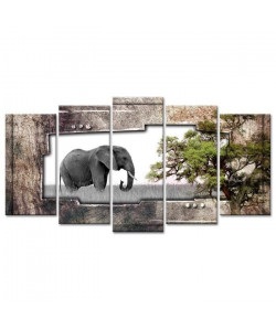 Tableau Déco Photo Elephant dans la Savane  150x80 cm