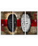 Tableau Déco Triptyque Duo Masques Afrique  120x80 cm