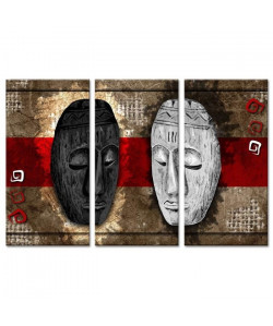 Tableau Déco Triptyque Duo Masques Afrique  120x80 cm