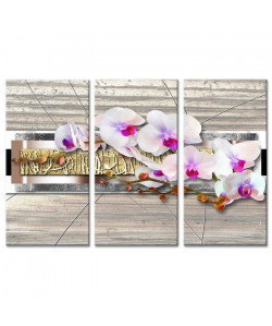 Tableau Déco Triptyque Zen Orchidées Blanches  120x80 cm