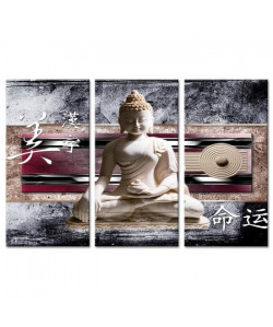 Tableau Déco Triptyque Bouddha Ambiance Japonisaise  120x80 cm