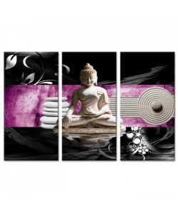 Tableau Déco Triptyque Zen Bouddha Réflexion  120x80 cm