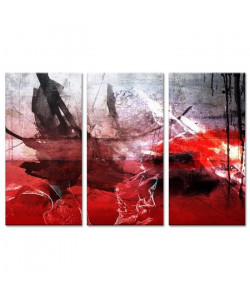 Tableau Déco Triptyque Peinture Abstraite Tâches d\'Encre  120x80 cm