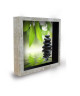 Tableau déco cadre vitrine 20x20  Galets zen vert