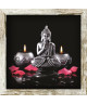 Tableau déco cadre vitrine 20x20  Bouddha bougies