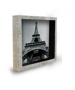 Tableau déco cadre vitrine 20x20  Tour Eiffel contreplongée