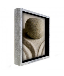 Tableau déco cadre vitrine 33x33  Sable galet zen