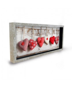 Tableau déco cadre vitrine 20x50  Coeurs