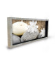 Tableau déco cadre vitrine 20x50  Galets fleurs blanches