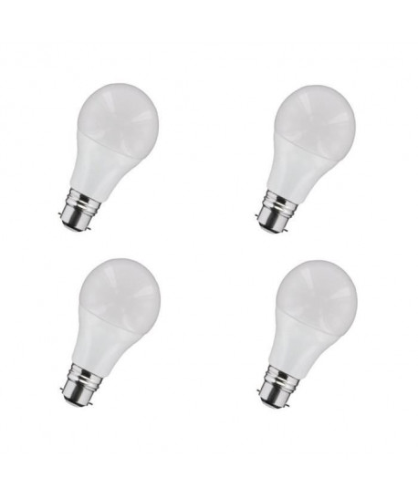 NITYAM Lot de 4 ampoules LED B22 standard globe 8 W équivalent a 60 W blanc chaud