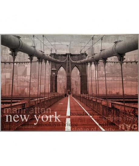 Tableau déco Affiche contrecollée 70x100  Pont de Brooklyn rouge