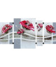 FLOWER Tableau multi panneaux toile peinte a la main 50x90 cm rose