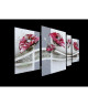 FLOWER Tableau multi panneaux toile peinte a la main 50x90 cm rose