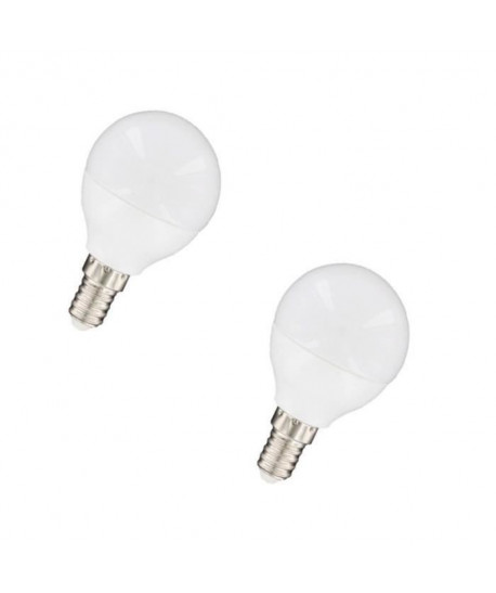 NITYAM Lot de 2 ampoules LED E14 sphérique 5 W équivalent a 35 W blanc chaud